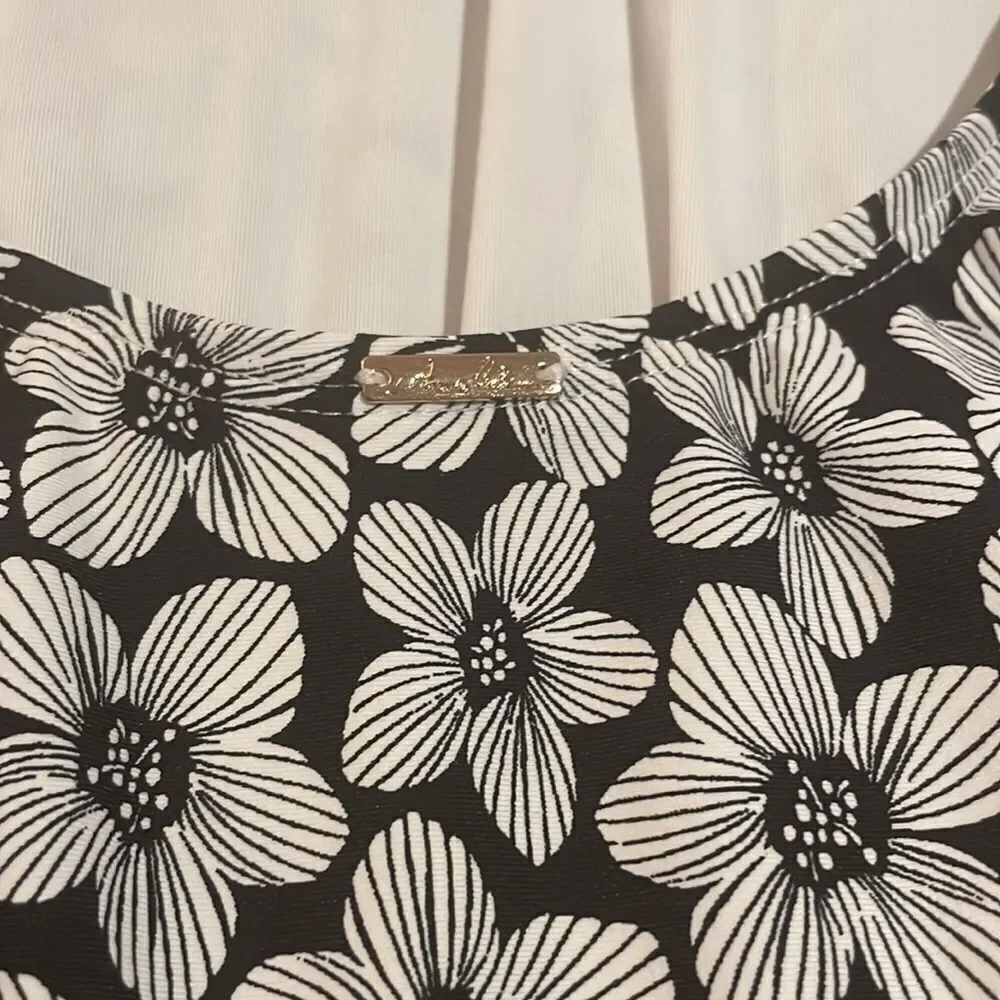 Anne Cole black & white flower one piece swimsuit SZ 16